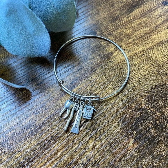 Dentist Hygienist Gift Charm Bracelet Adjustable Bangle Tooth Floss Jewelry - Picture 4 of 6